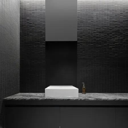 Commericial-Office-ClaytonOffice-Sculptures-by-Den-Holm-and-greenery-in-the-breakout-space-offset-the-dark-tones-and-create-visual-interest